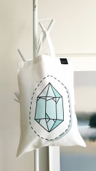 Medžiaginis maišelis - Žydras deimantas / Baltas / Trumpos rankenos - Nešu.lt