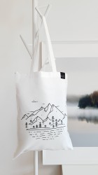 Medžiaginis maišelis - Tyla kalnuose / Baltas / Ilgos rankenos - Nešu.lt